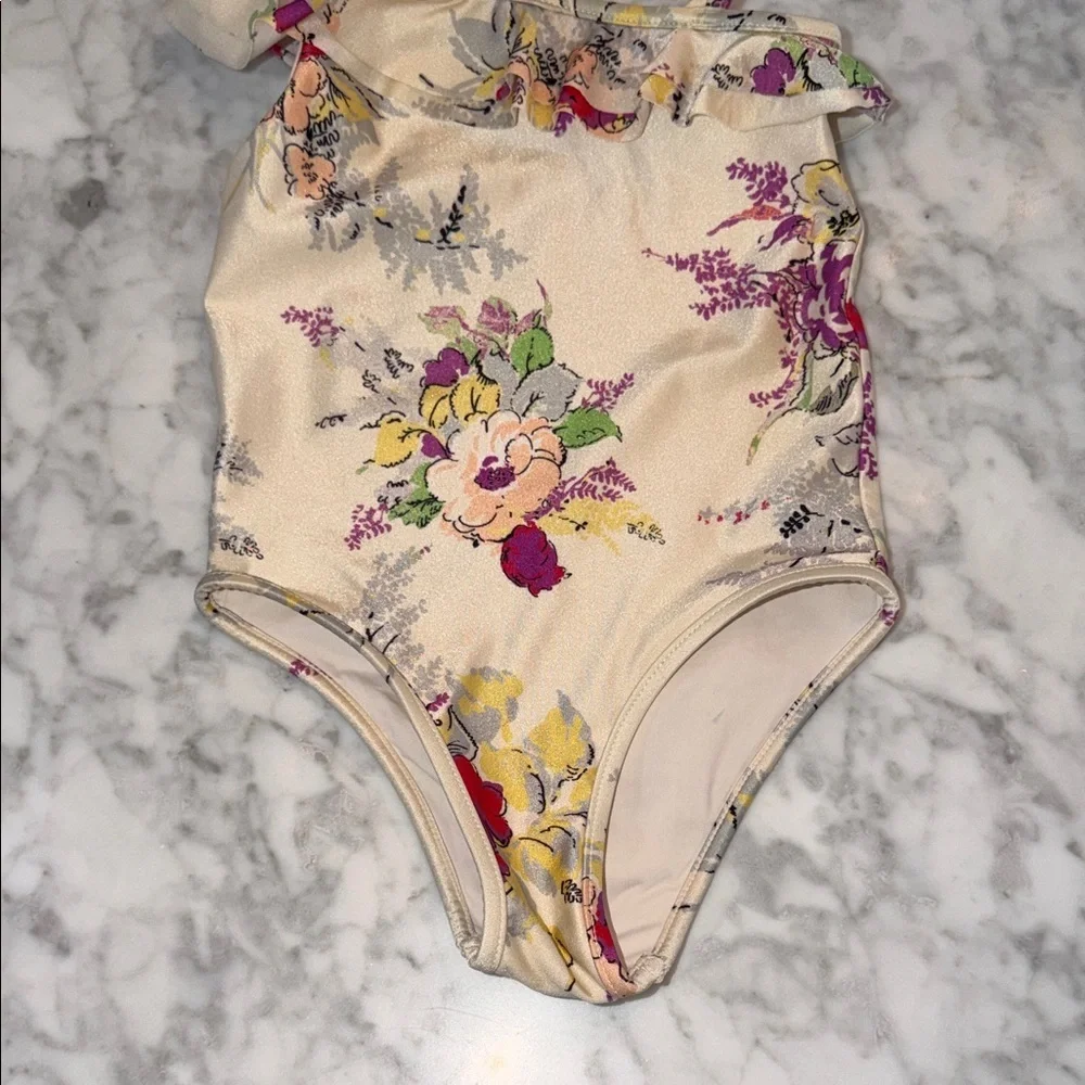 Zimmermann Multicolor Floral One-Shoulder Swimsuit 2Y - Picture 4 of 9